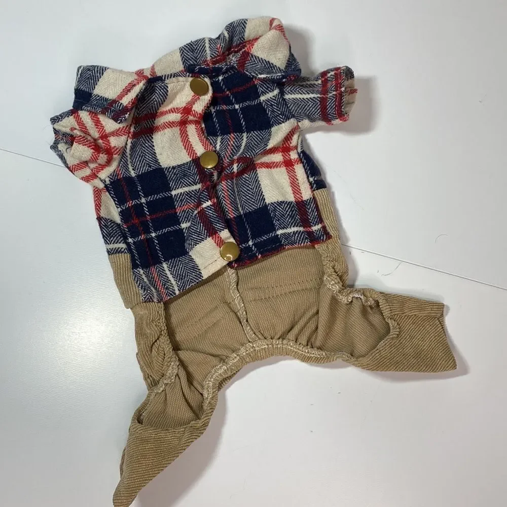 Flannel & Corduroy Dog Overalls Jumpsuit